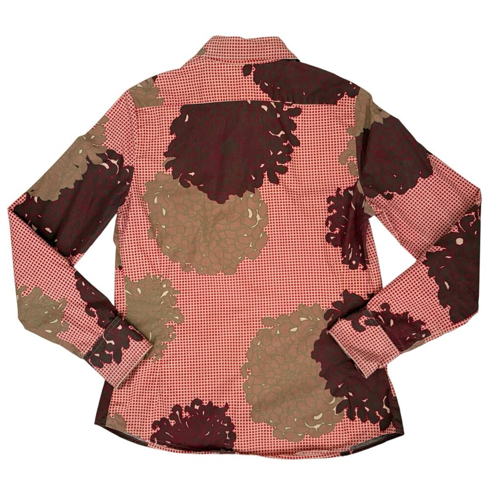Paul & Joe Paris Abstract Floral Button Up Shirt Red Cotton Women’s  3 (US M ) - Picture 3 of 5